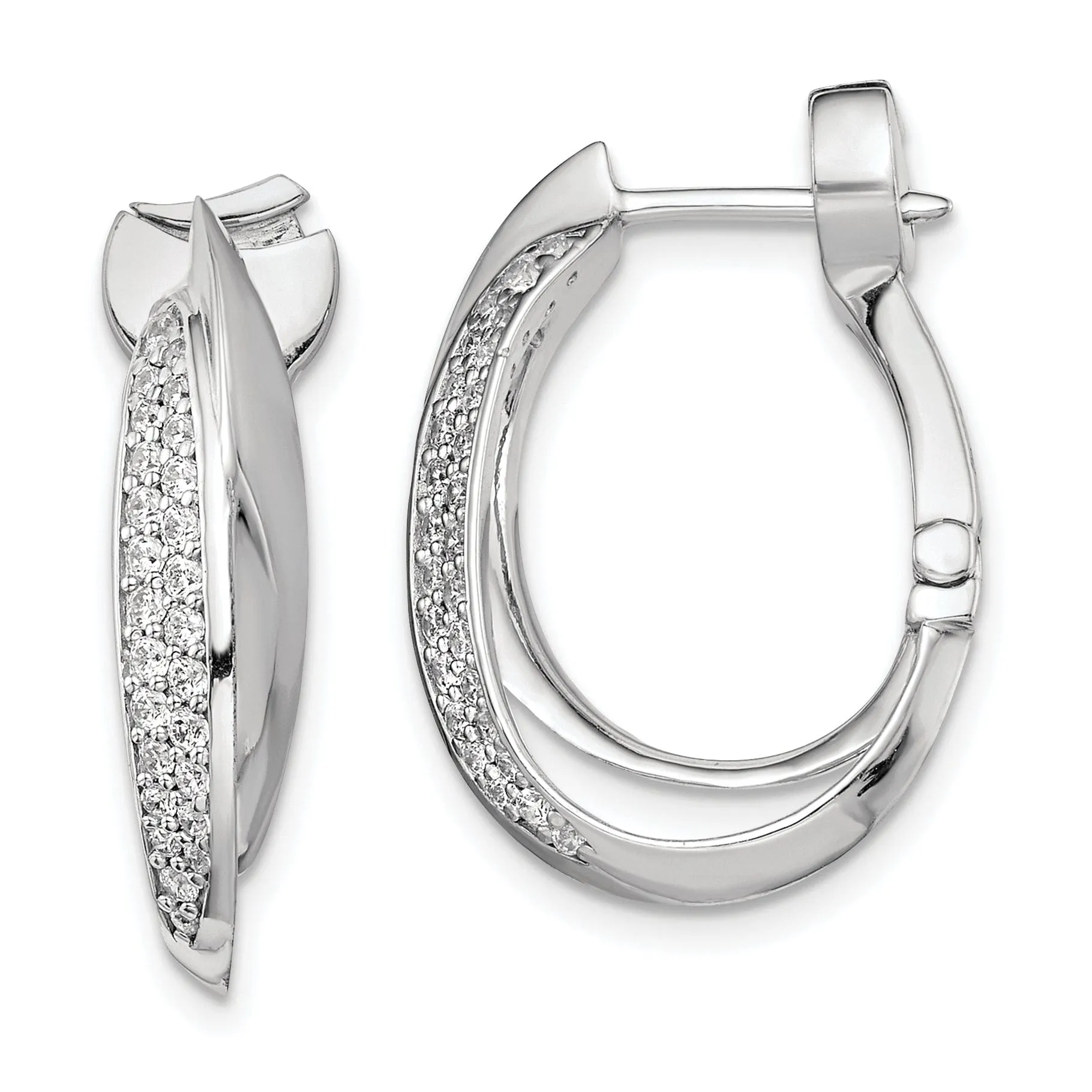 Sterling Silver Oval Double Hoop Earrings