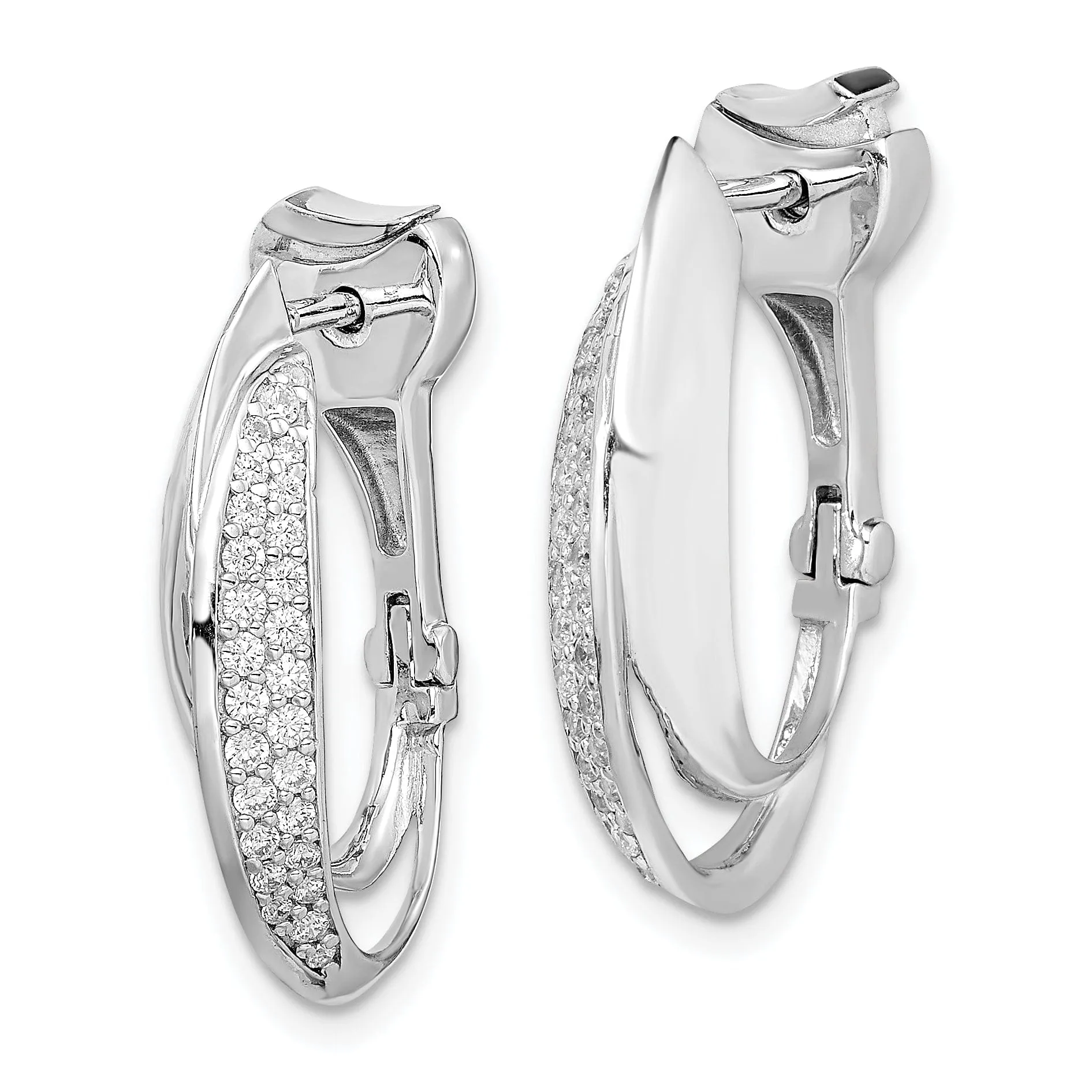 Sterling Silver Oval Double Hoop Earrings