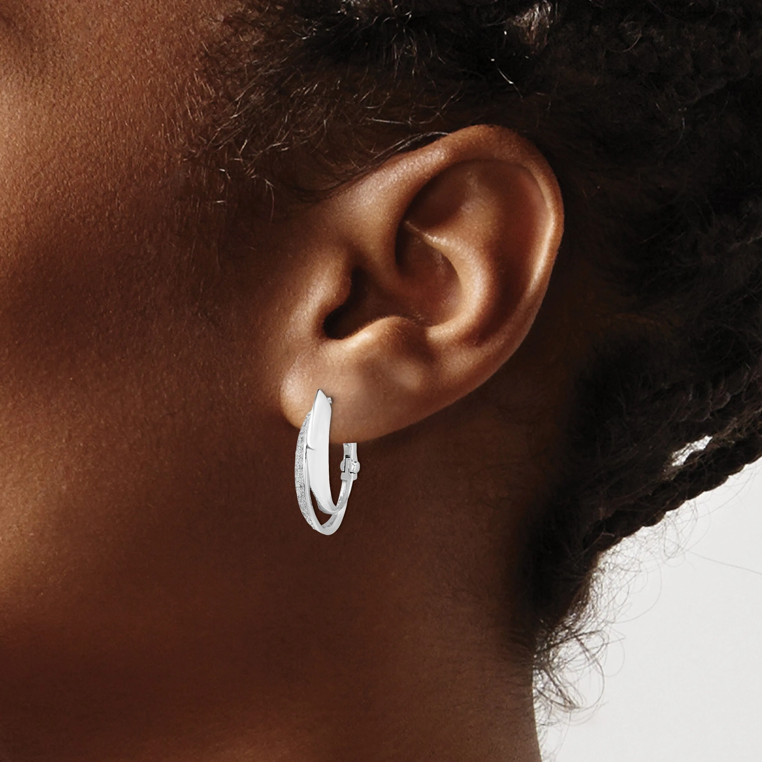 Sterling Silver Oval Double Hoop Earrings