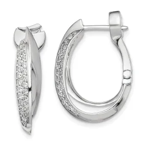 Sterling Silver Oval Double Hoop Earrings