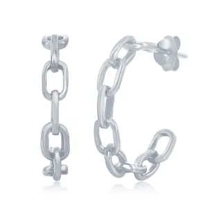 Sterling Silver Paperclip Hoop Earrings (97562)