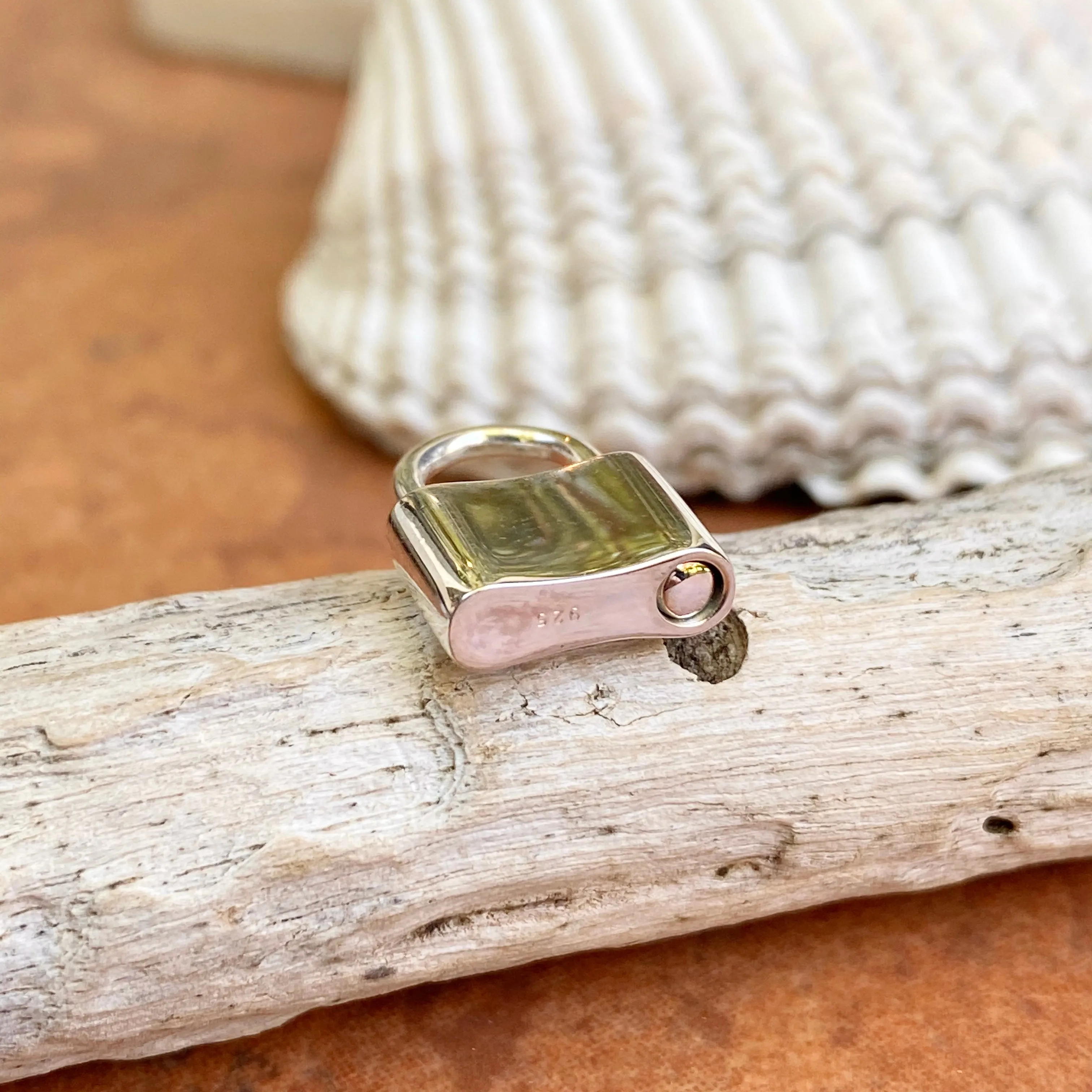 Sterling Silver Polished Padlock Pendant Clasp 15mm