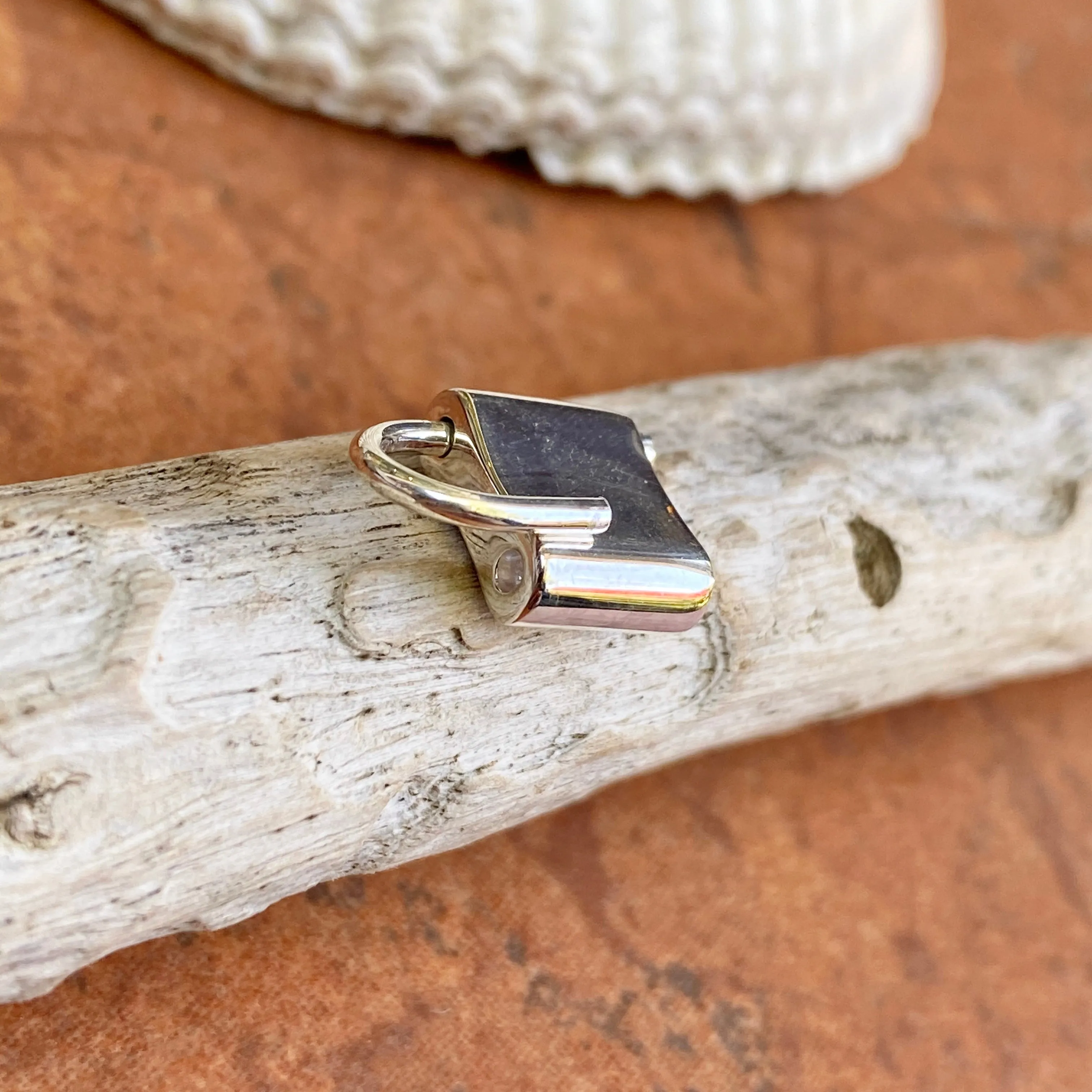 Sterling Silver Polished Padlock Pendant Clasp 15mm