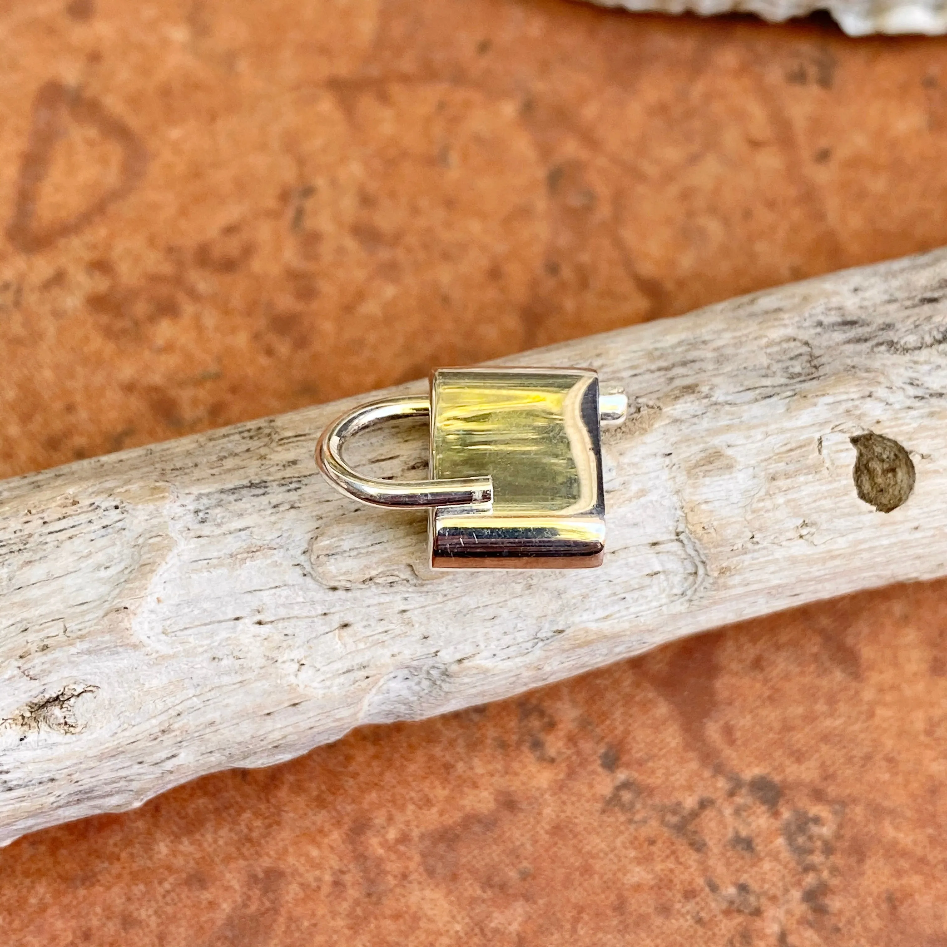 Sterling Silver Polished Padlock Pendant Clasp 15mm