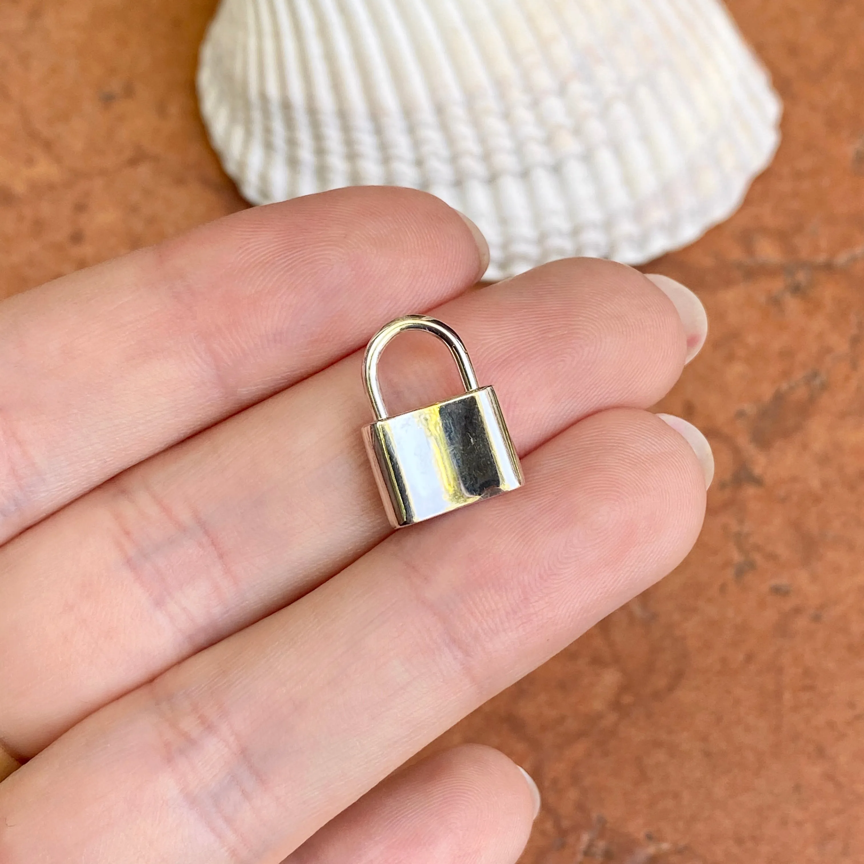 Sterling Silver Polished Padlock Pendant Clasp 15mm