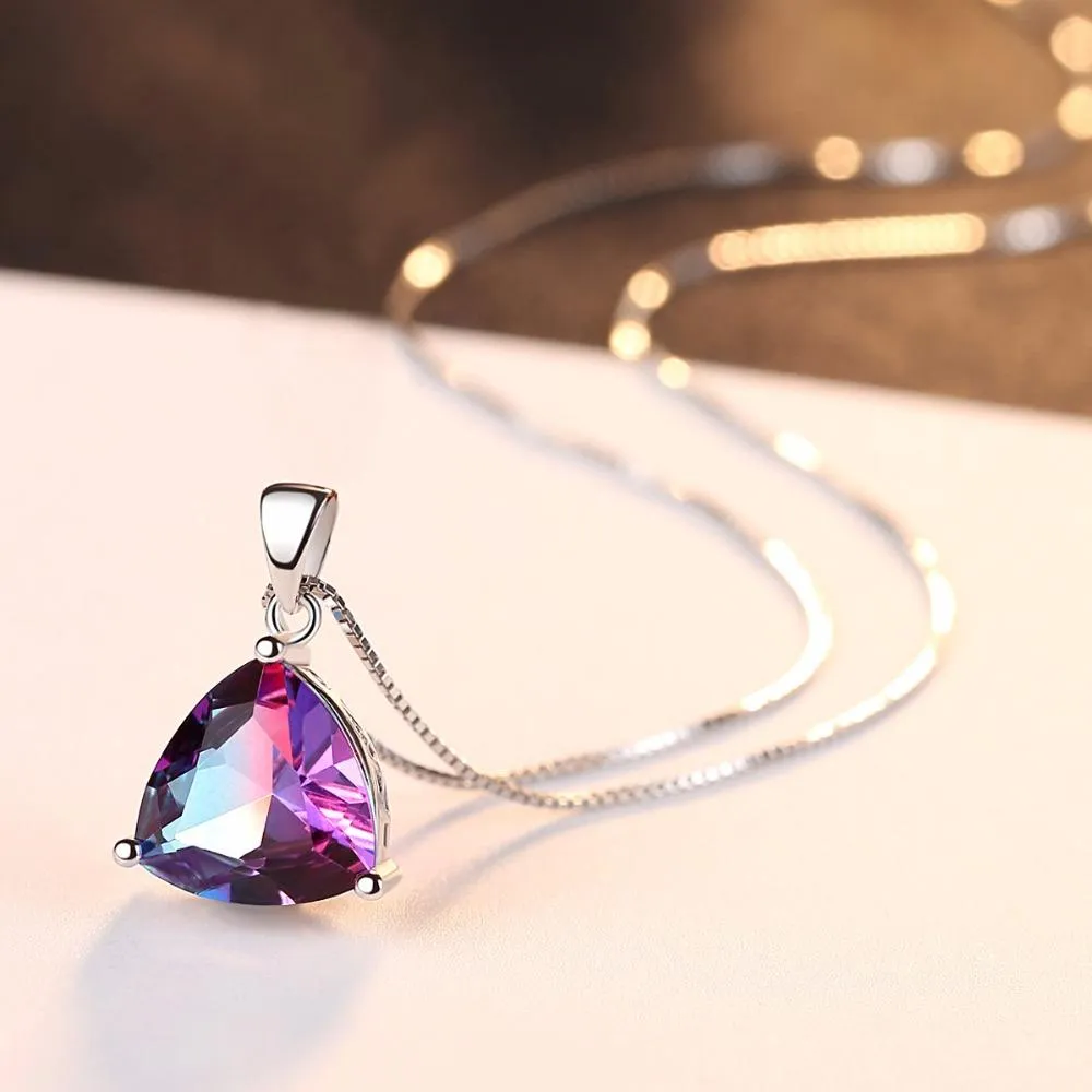 Sterling Silver Rainbow Fire Mystic Topaz Necklace