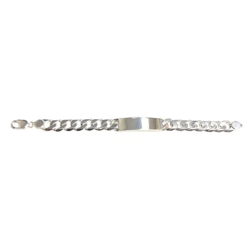 Sterling Silver Rhodium Plated (13mm) Curb ID Bracelet 9.25"