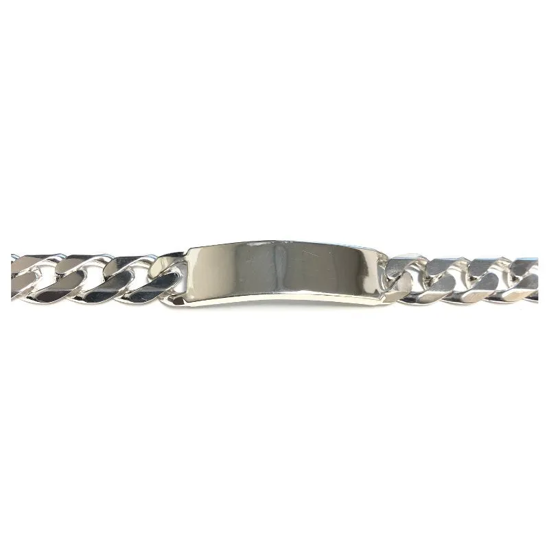 Sterling Silver Rhodium Plated (13mm) Curb ID Bracelet 9.25"