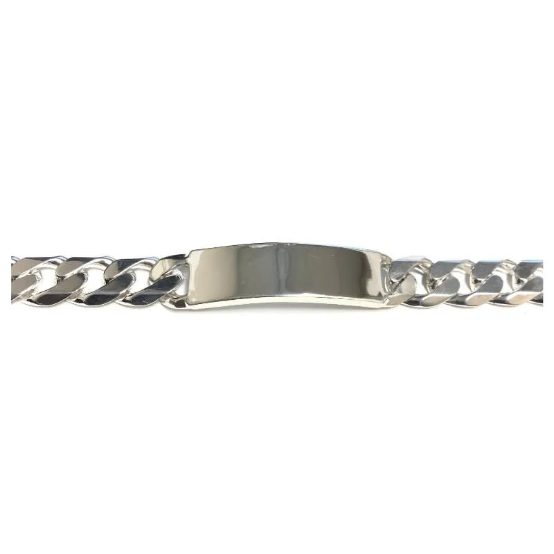 Sterling Silver Rhodium Plated (13mm) Curb ID Bracelet 9.25"