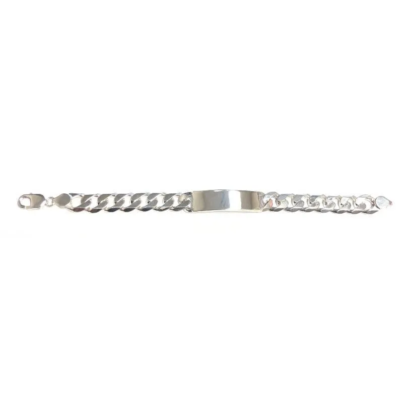 Sterling Silver Rhodium Plated (13mm) Curb ID Bracelet 9.25"