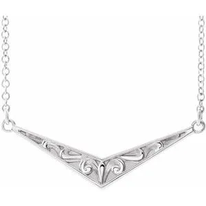 Sterling Silver Sculptural "V" 18" Necklace