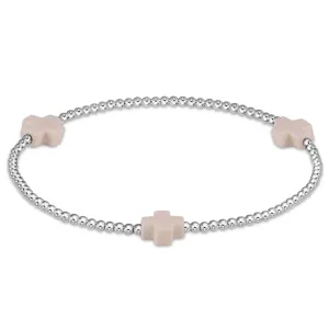 Sterling Silver Signature Cross 3mm Bead Bracelet- Off-White