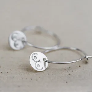Sterling Silver Stamped Boobs Charm Hoops