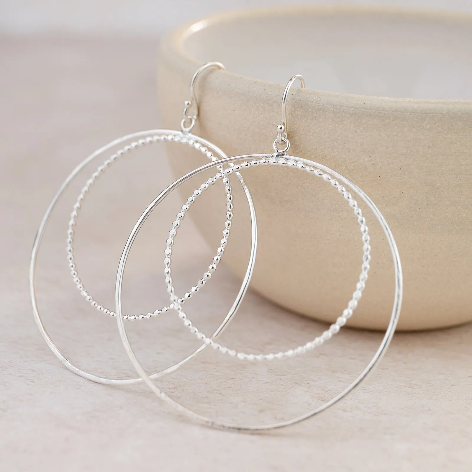 Sterling Silver Two Circle Hoop Earrings
