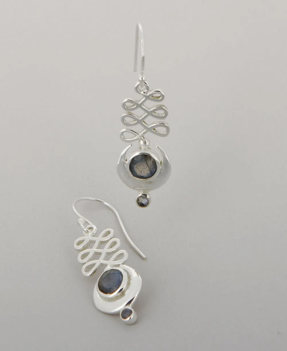 Sterling Silver Unalome Moon Labradorite Earrings