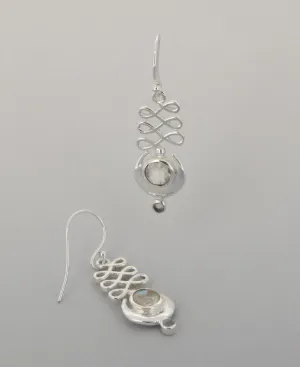 Sterling Silver Unalome Moonstone Earrings