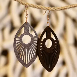 Sunburst Wooden Earrings – Geometric & Lightweight