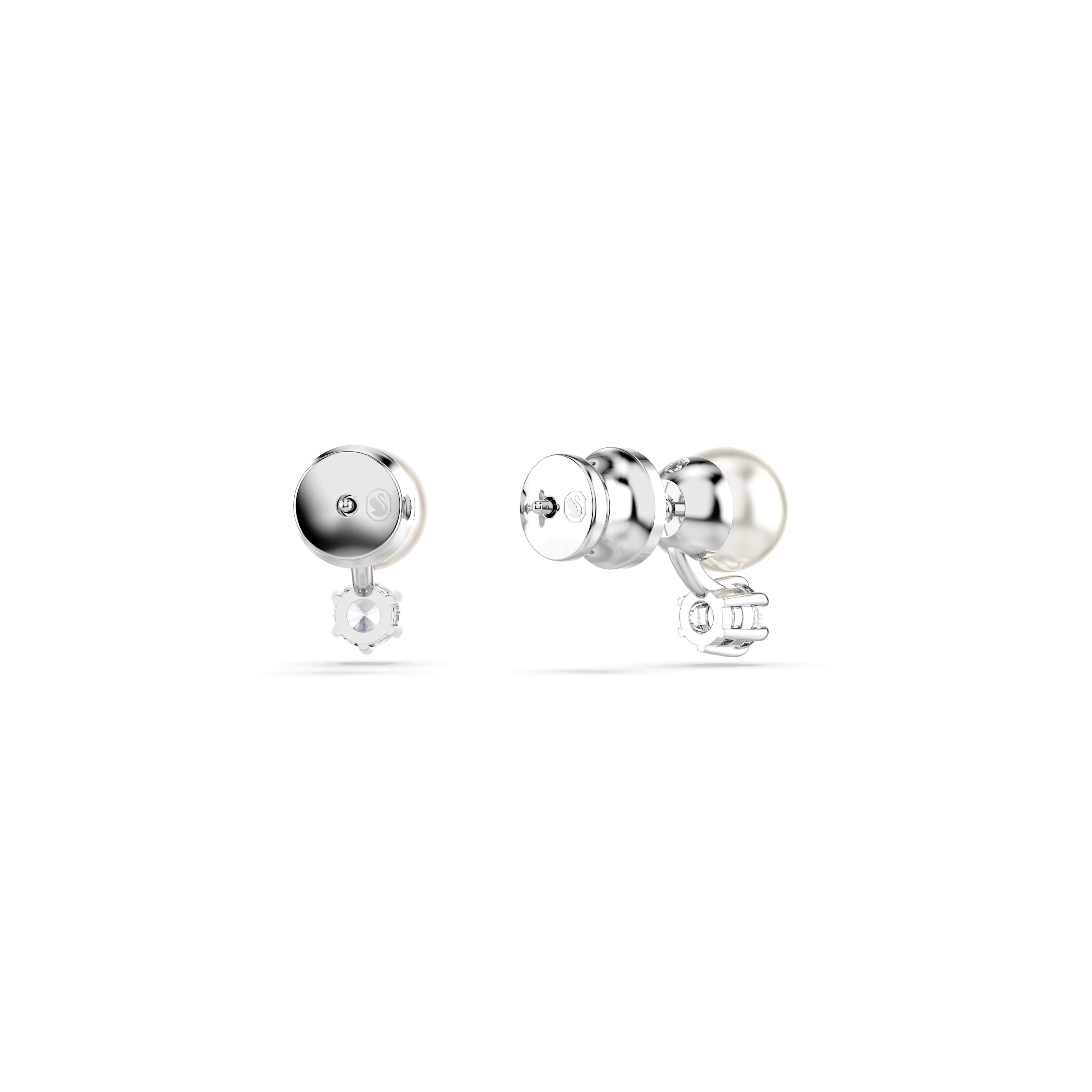 Swarovski Rhodium Matrix Pearl Earrings