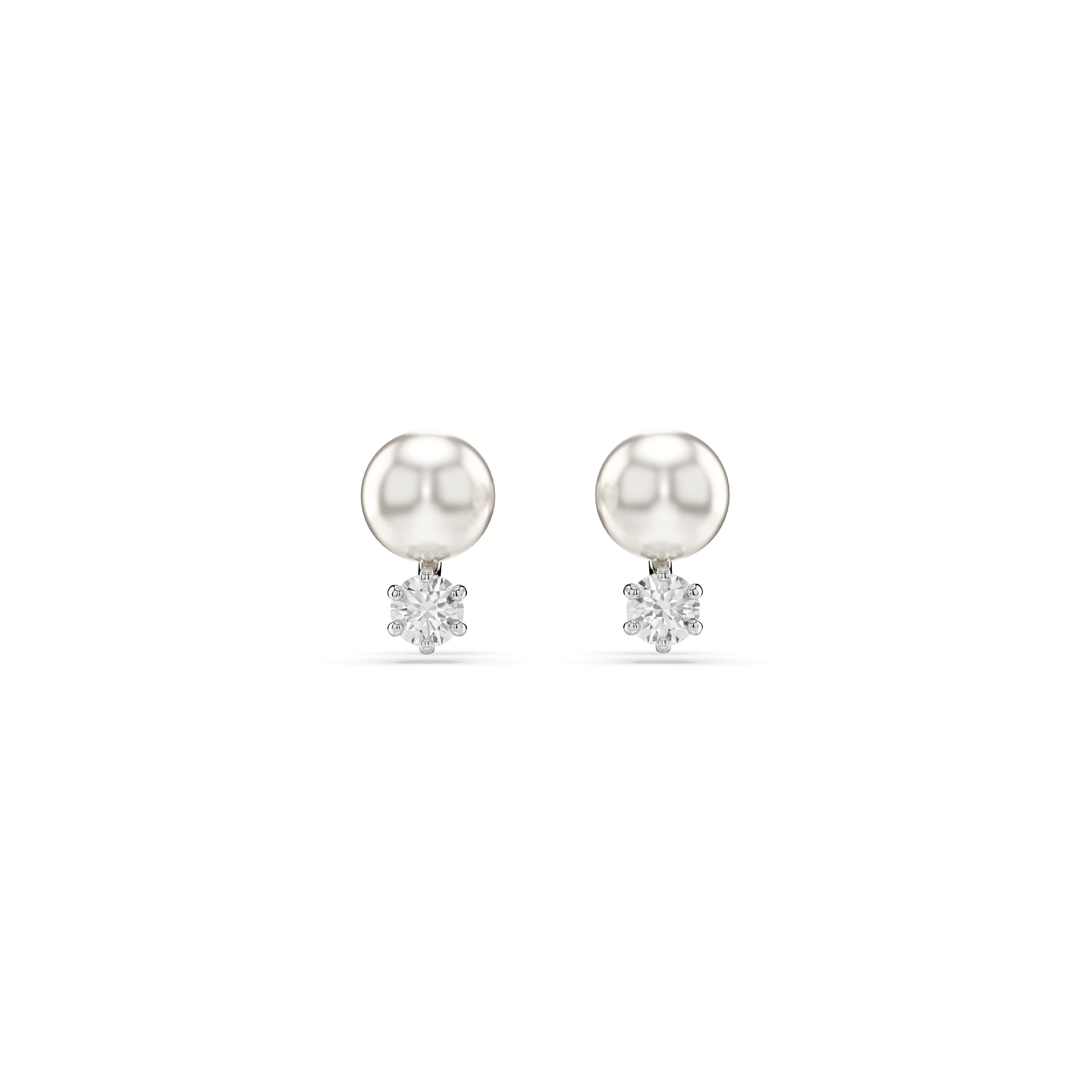 Swarovski Rhodium Matrix Pearl Earrings