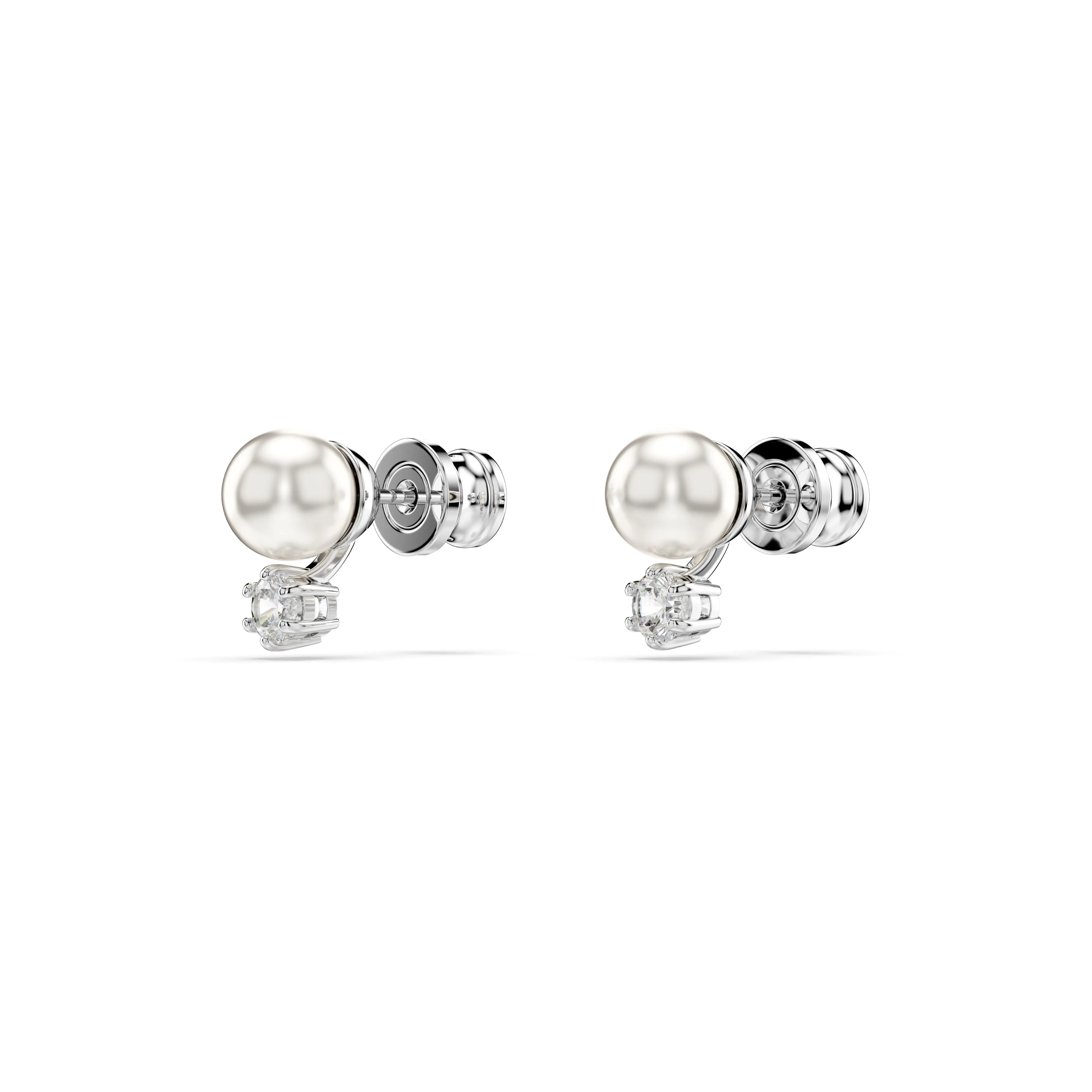 Swarovski Rhodium Matrix Pearl Earrings