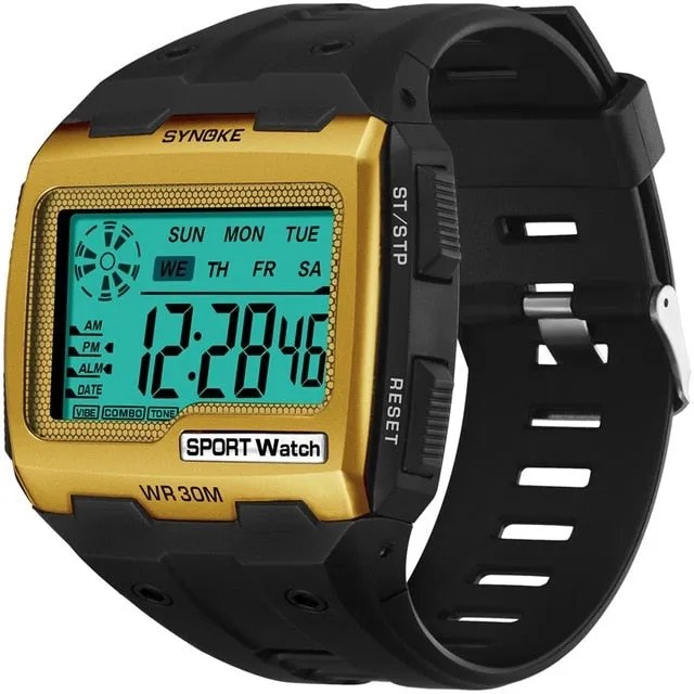 SYNOKE Gold  Big Screen Mens 39 S Watches Cool Electronic