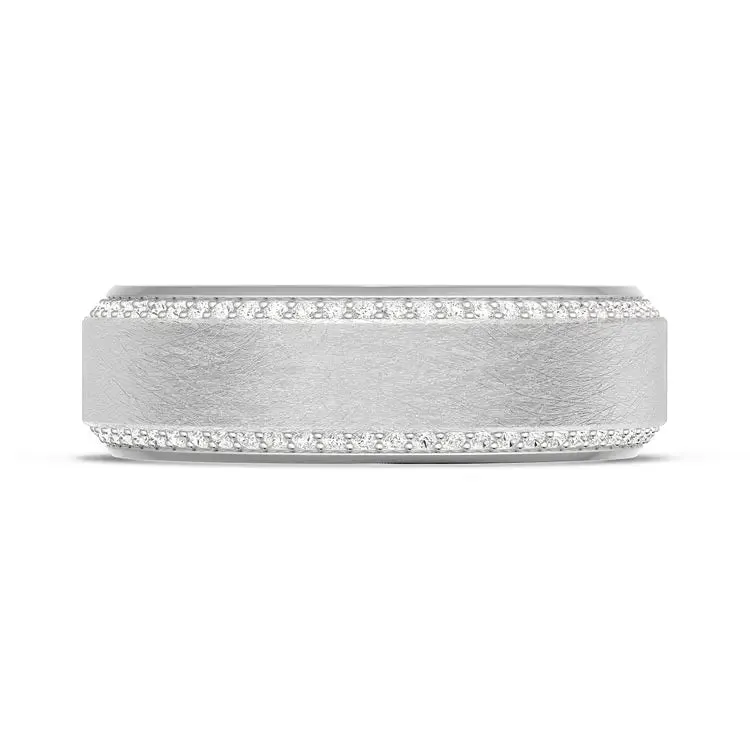 Tacori Bevel Edge 7mm Brushed Finish Diamond Wedding Band 1547WDBLG