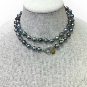 Tahitian Pearl Necklace on Colorful Thread w/ Diamond Clasp | 31.5”