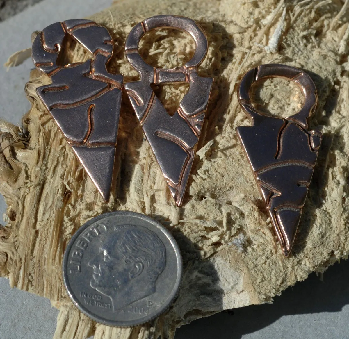 Tanfolk Blank Cutout 30mm x 13mm in Root Texture- Enameling Stamping Texturing Blanks - Metalworking Supply