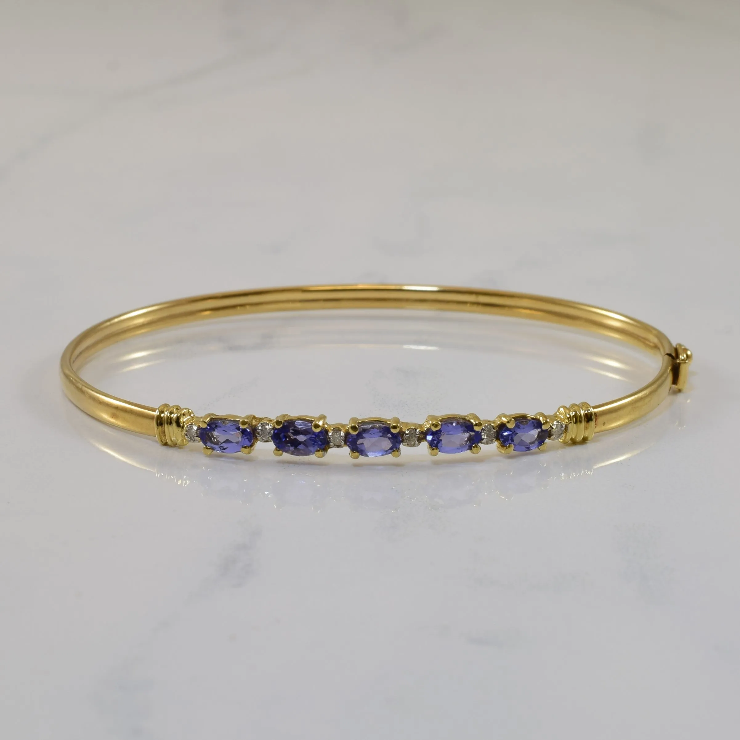 Tanzanite & Diamond Bangle Bracelet | 1.00ctw, 0.03ctw | 7.5" |