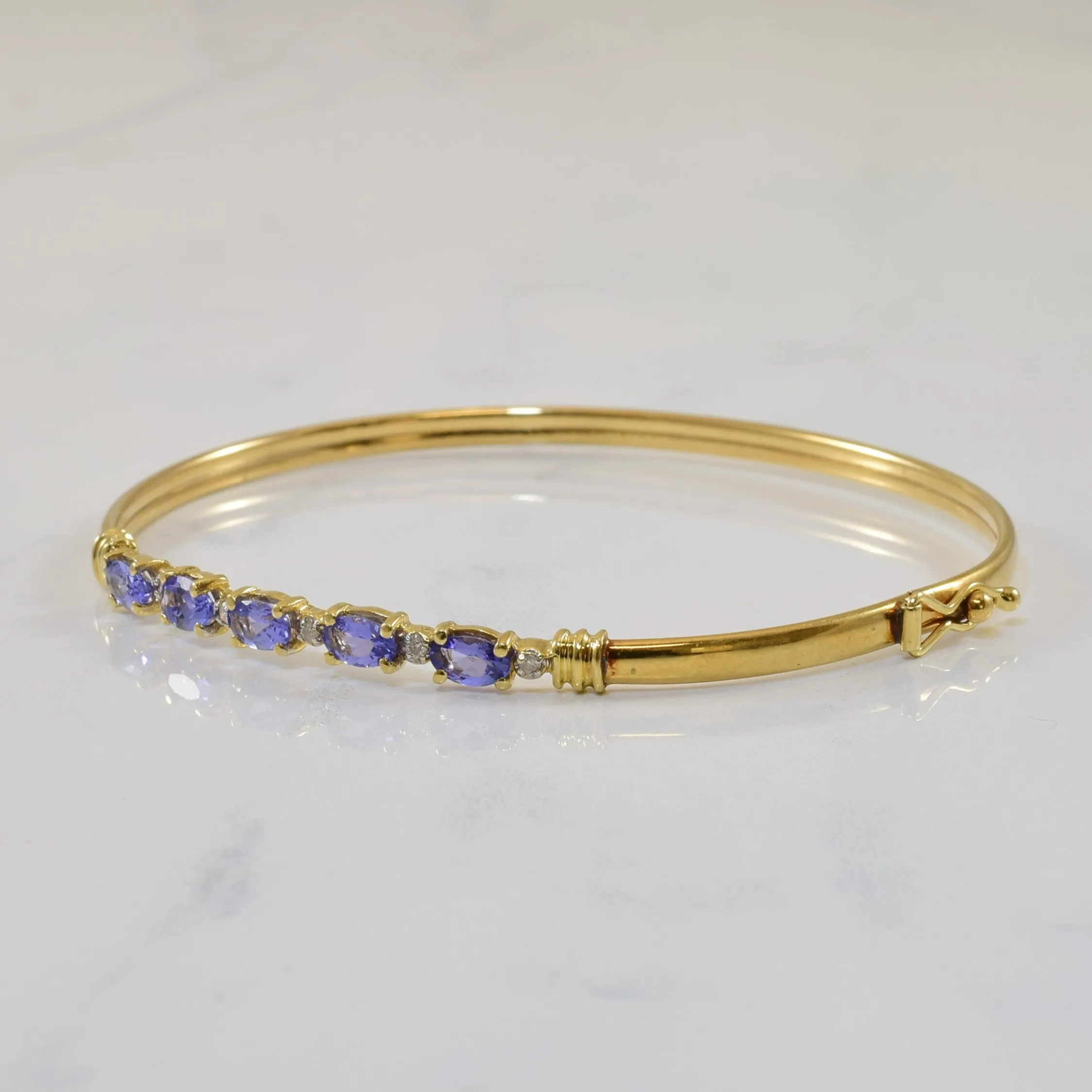 Tanzanite & Diamond Bangle Bracelet | 1.00ctw, 0.03ctw | 7.5" |
