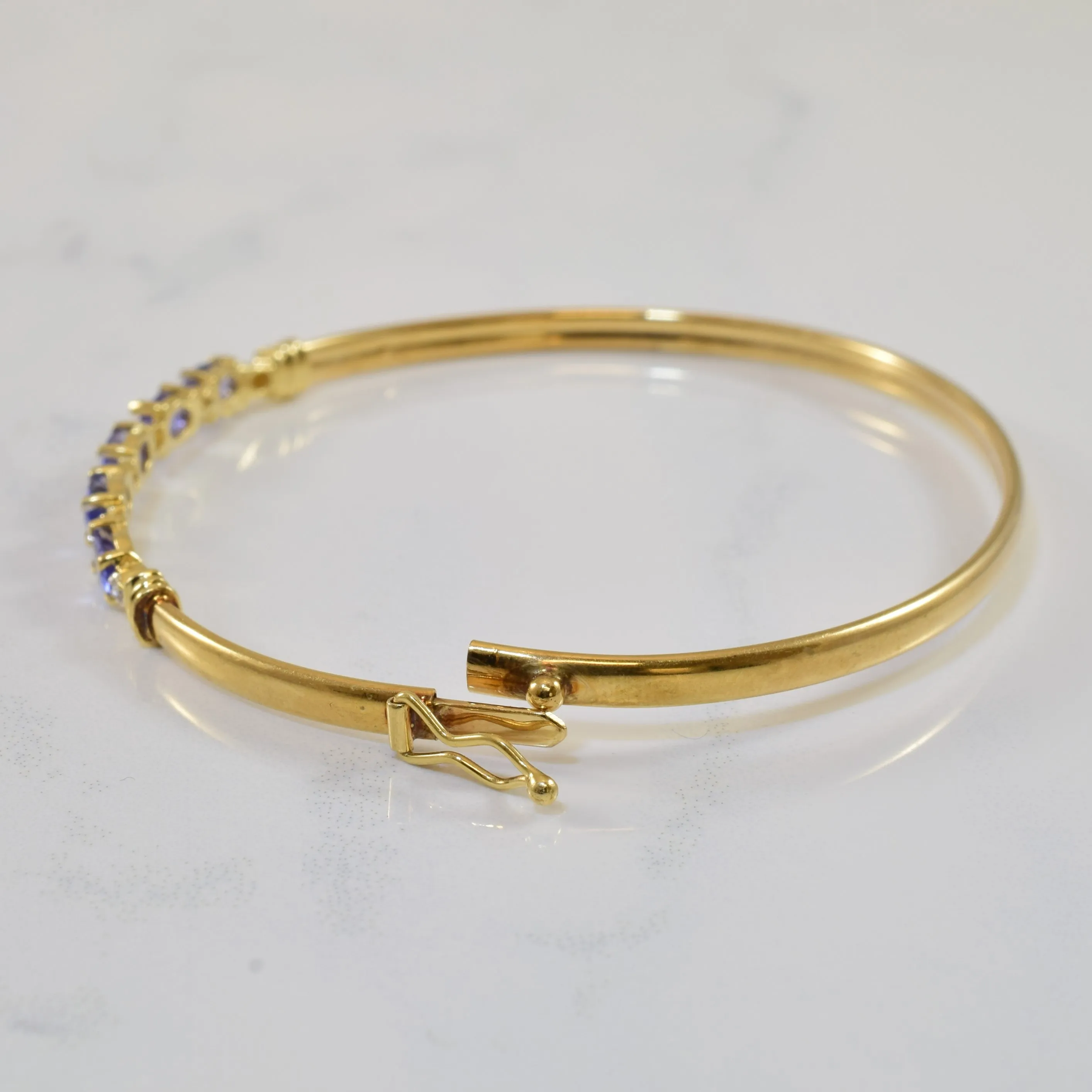 Tanzanite & Diamond Bangle Bracelet | 1.00ctw, 0.03ctw | 7.5" |