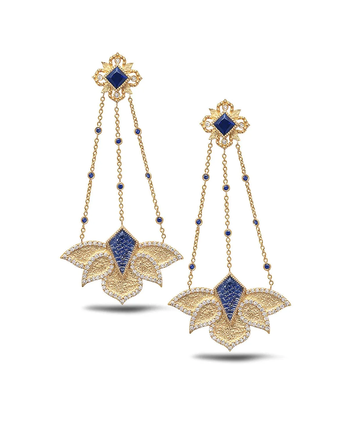 The Blue Lotus Trinetra Drop Earrings