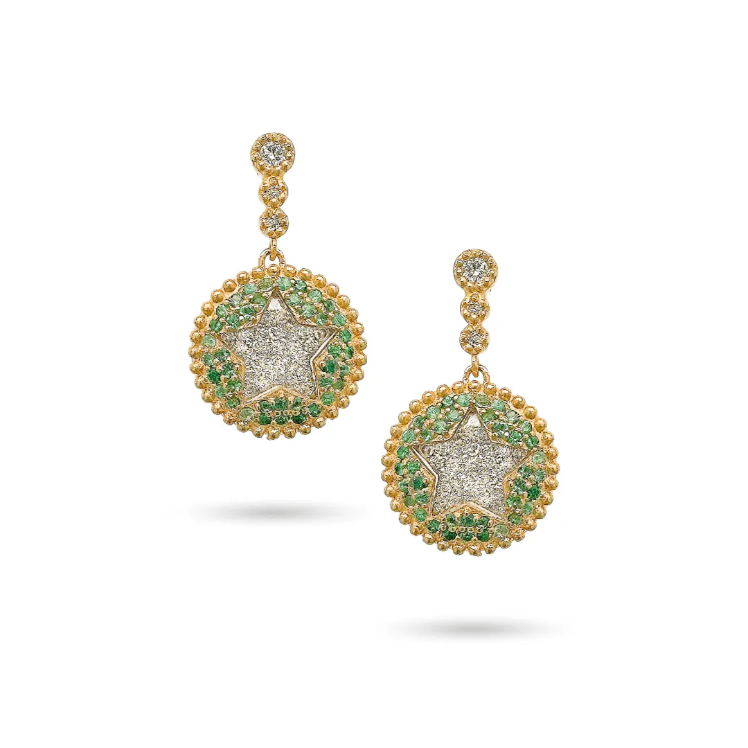 The Crystal Green Star Drop Earrings