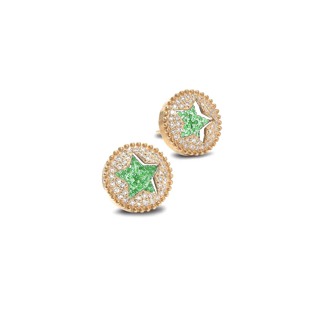 The Crystal Green Star Stud Earrings