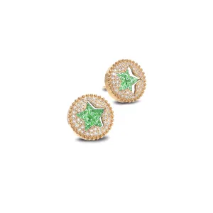 The Crystal Green Star Stud Earrings