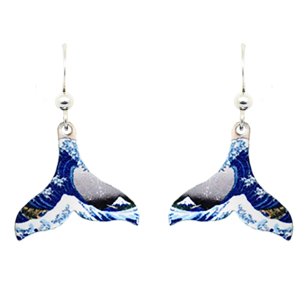 The Great Wave Whale Tail Earrings #1566 by d'ears