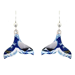 The Great Wave Whale Tail Earrings #1566 by d'ears
