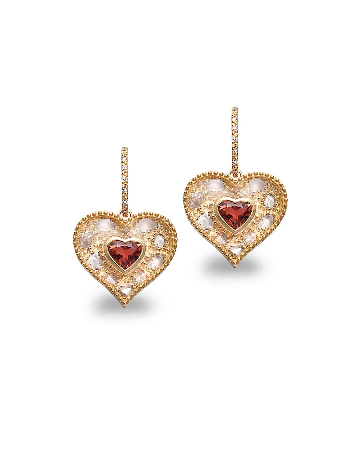 The Tourmaline Heart Hoop Drop Earrings