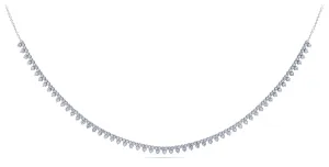 Three Stone Brilliant Tennis Diamond Necklace with 2.96 ct.(finished) 1.8mm, 2.1mm