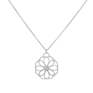 Tiffany & Co. 18K White Gold Diamond Floral Pendant Necklace