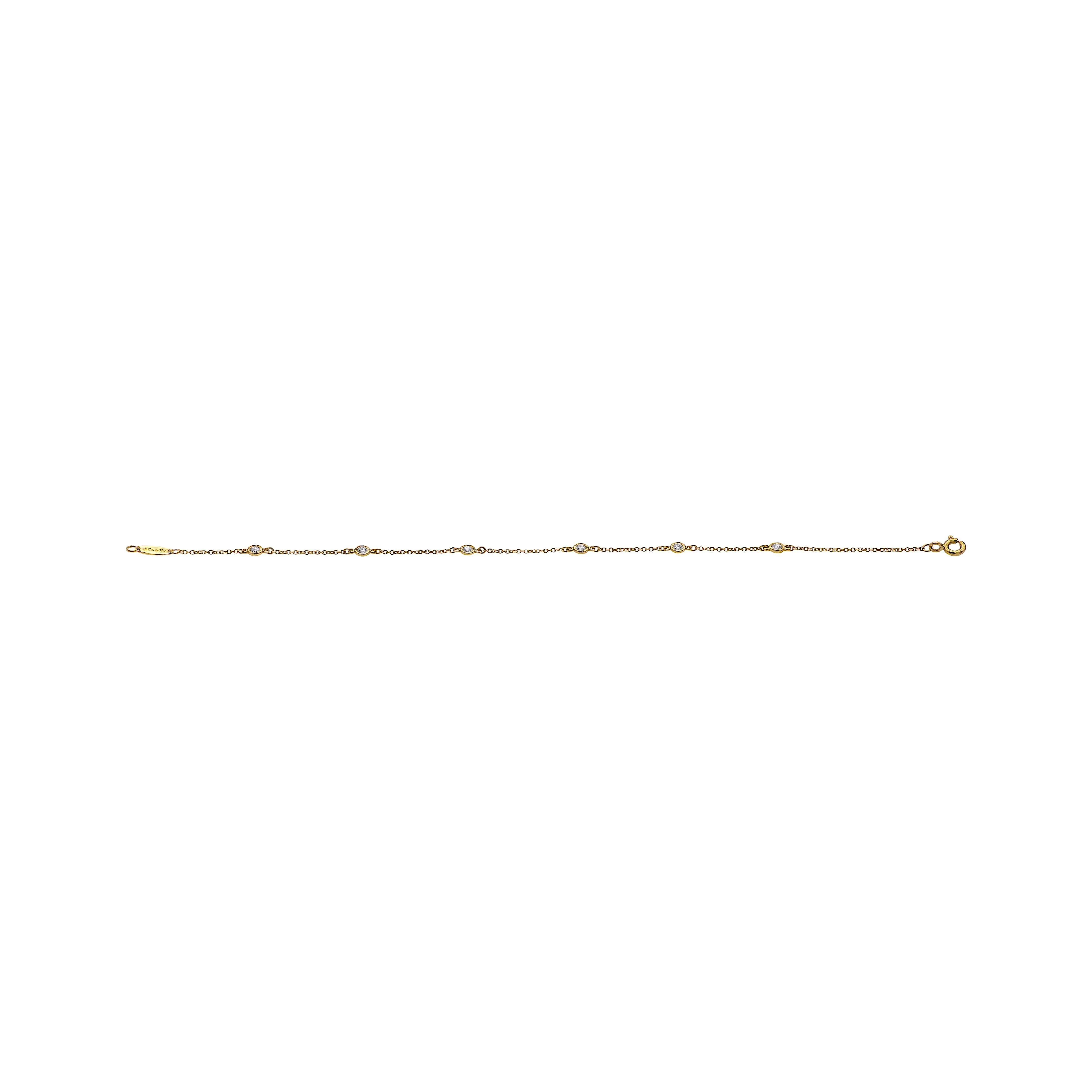 Tiffany & Co. 18K Yellow Gold Peretti Diamonds by the Yard Bracelet .30ct