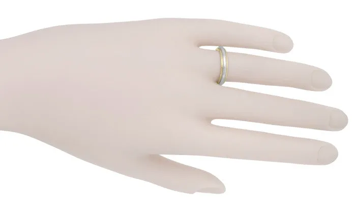 Tiffany & Co 3.75mm Milgrain Wedding Band in Platinum & 18K Yellow Gold - Ring Size 7 - Pre Owned Vintage Tiffany Band
