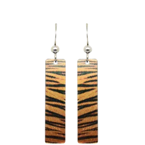 Tiger Stripes 2" Metallic Slender Rectangle Earrings #2414