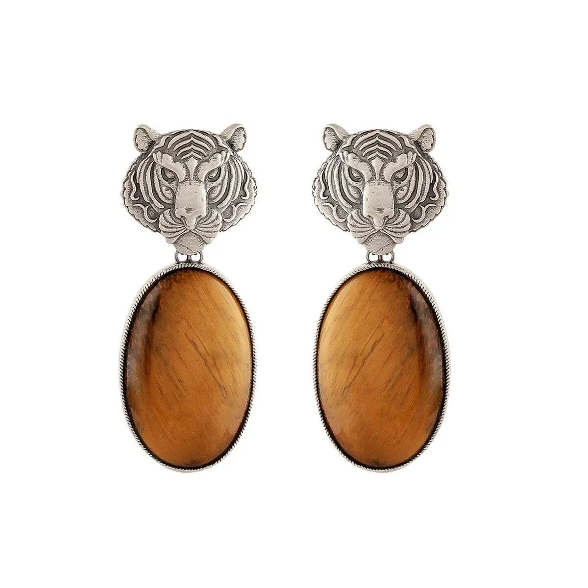 Tigers Eye Silver Earrings by MOHA