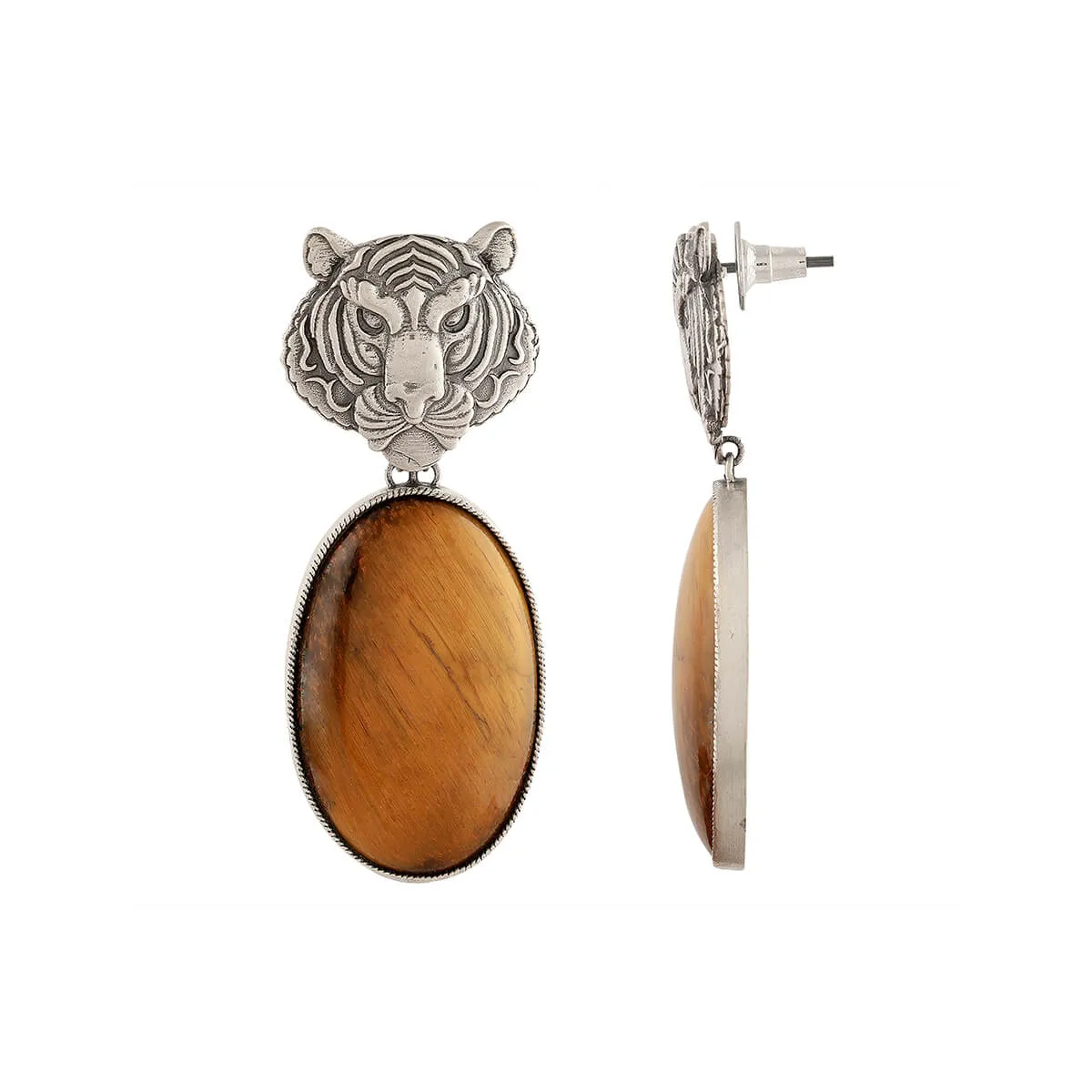 Tigers Eye Silver Earrings by MOHA