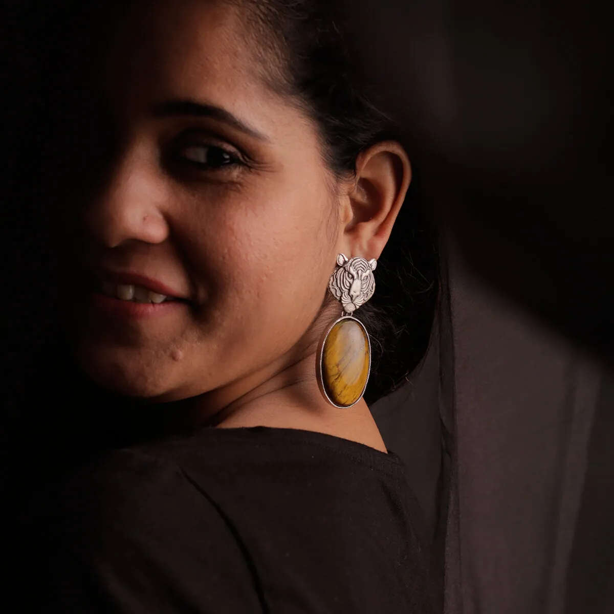Tigers Eye Silver Earrings by MOHA