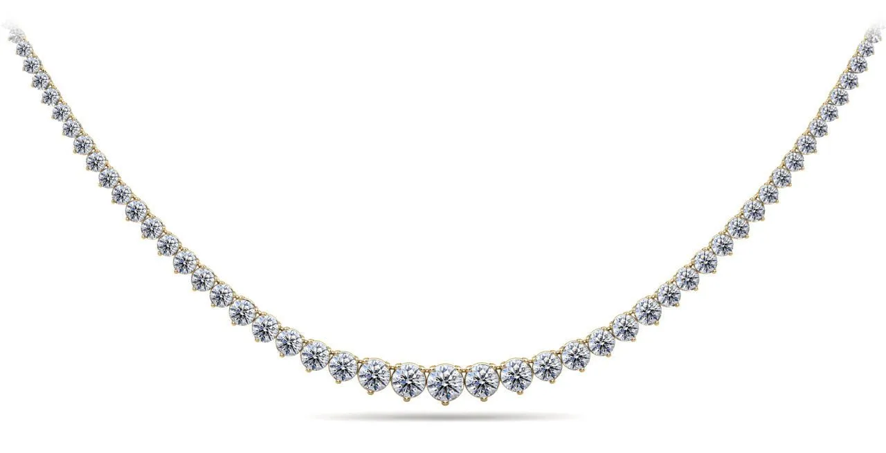 Timeless Three Prong Diamond Tennis Diamond Necklace with 9.05 ct.(finished)
