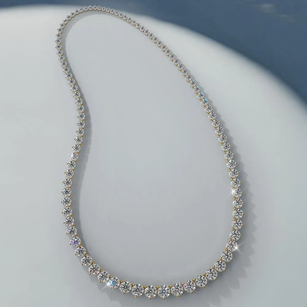 Timeless Three Prong Diamond Tennis Diamond Necklace with 9.05 ct.(finished)