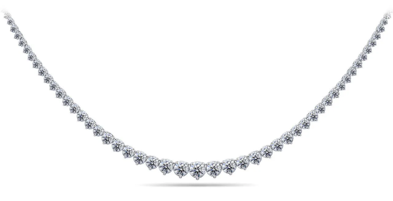 Timeless Three Prong Diamond Tennis Diamond Necklace with 9.05 ct.(finished)