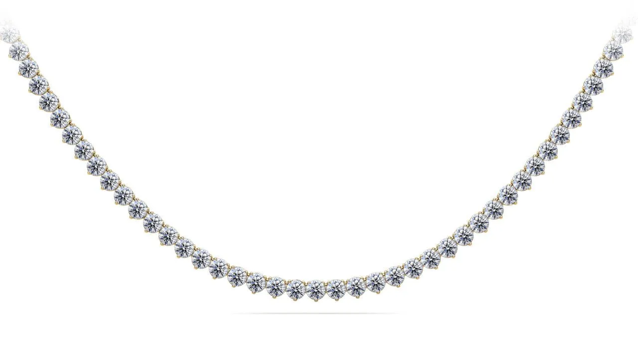 Timeless Three Prong Riviera Diamond Tennis Diamond Necklace with 22.02 ct.(finished) 3.9mm